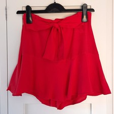 Zara Red Ruffle Frill Tie Bow High Waisted Skort Skirt Size XS Summer Holiday