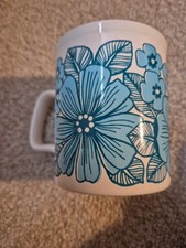 Vintage Blue & White Staffordshire Potteries Flower Power Floral Mug- damaged