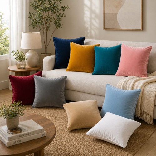 Plush velvet cushion - velvet,