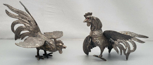 Vintage silver plated fighting - plated,