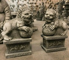 Chinese pair Foo Dogs stone