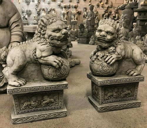 Chinese pair foo dogs stone - pair,