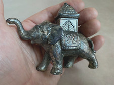 Antique 1920s Elephant Figural Metal Table Desk Cigarette Lighter Made in Japan
