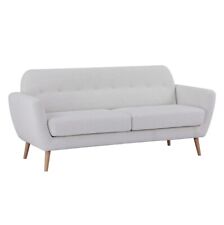 White Boucle 3 Seater Sofa Scandi Savannah Button Detailing - New Boxed