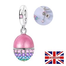 925 Silver Faberge Egg with Paw Inside Opening Charm for Bracelet in Gift Box