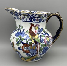 Antique Georgian Masons Ironstone Two Birds Jug c1820 Hand Painted Gilt English
