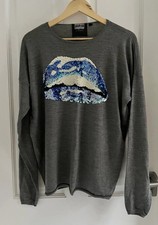 Marcus Lupfer grey sequin lips Jumper size M 10/12
