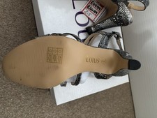 Lotus Ladies Sandals Grey Snake print Medium Heel Shoe 