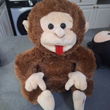 B&M Moving & Giggling Monkey Soft Toy Plush Stuffed Brown Sounds Noise 8"