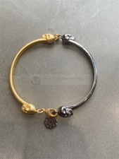 Alexander McQueen Gold Black Double Skull Bracelet Bangle Cuff