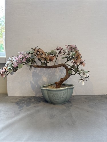 Bonsai tree pink glass rose - pink,