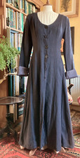 RARE OUT OF XILE NAVY LINEN EDWARDIAN INFLUENCE MAXI COAT SIZE 10