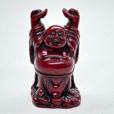 VINTAGE RED RESIN HAPPY BUDDHA