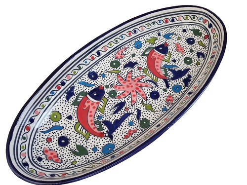 Hand made painted serving - painted,
