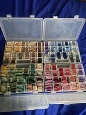 4 X Cross Stitch Embroidery Threads Floss On Card Bobbins In Plastic Boxes & Bag