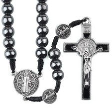 Hematite Rosary Beads Cross