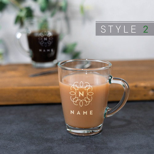 Personalised glass coffee mug - personalised,
