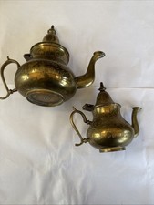Set Of 2 Indian Brass Tea Pots