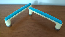 2 x Vintage Handles Door Cupboard Plastic Mid Century Retro Blue 50s 60s 70s