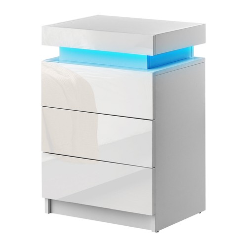 High gloss led bedside tables - high,