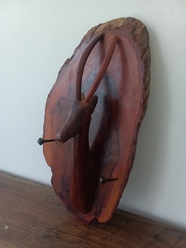 Rustic wooden antelope head - rustic,
