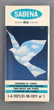 SABENA TIMETABLE SUMMER APRIL 1971 AIRLINE SCHEDULE NO.1 ROUTE MAP