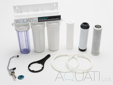 AQUATI THREE STAGE UNDER-SINK DRINKING WATER FILTER TAP KIT FAUCET + ACCESSORIES