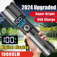 Telescopic Zoom High Powered Super Bright Flashlight LED Rechargeable Torch Lamp