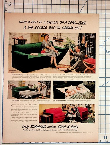 1955 simmons hide bed sofa - simmons, hide-a-bed