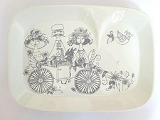 Charming illustrated plate by turi design made in Norway, handpainted silkscreen