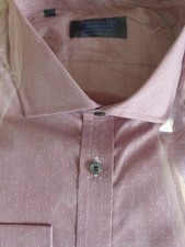 Hilditch & Key Men's 100% Cotton shirt Burgundy With Dots Single Cuffs BNWT