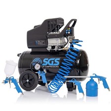 SGS 50 Litre Air Compressor & 5 Pc Air Tool Kit, 9.6CFM  2.5HP, Twin Air Outlets
