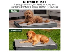 Furhaven memory foam indoor outdoor large pet bed in grey for dogs and cats