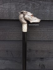 Hand Cast Pewter 'Deco Style Greyhound' Handled Collectors Walking Stick.