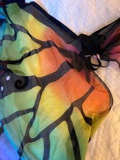 Rainbow Butterfly wings Costume Kids with antennae Flower Headband 4- 7 Years