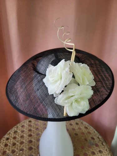 Fascinator black saucer disc - fascinator,