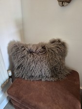 Curly Wool Tibetan/Mongolian Sheepskin Bolster/Boudoir Cushion Cover 60 X 40cm