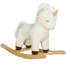 AIYAPLAY Rocking Horse with Unicorn Design, Sound, for 2-4 Years Old - White