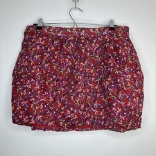 Zara Basic Skirt Floral Bubble Hem Lined Size Large Orange Multi 