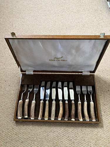 12pc stainless steel - stag, horn