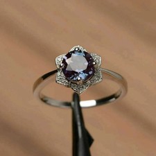 2.35 Ct Color Change Cushion Cut Alexandrite Engagement Ring 14k white Gold