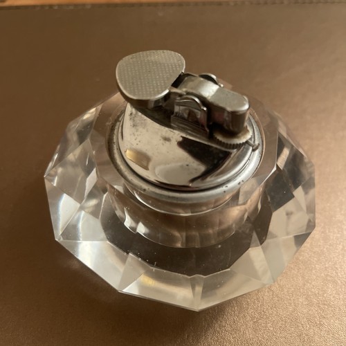 Vintage faceted glass table - faceted,