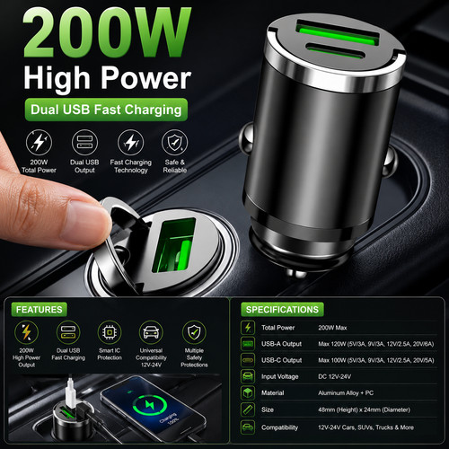 Fast car charger usb port - car,