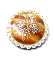 Vintage Art Deco Imitation Tortoiseshell Brooch Trombone Clasp Plastic Pin 