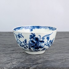 Antique 18c Worcester Mansfield Blue & White Porcelain China Tea Bowl Cup c1780