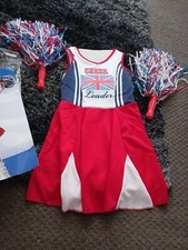 Girls Cheerleader  Fancy Dress Costume Pom Poms Age 3-4-5 Years Rubies