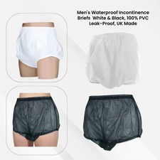 Men's Waterproof Incontinence Briefs  W & B, 100% PVC Leak Proof UK Made UK