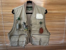 Orvis Gilet Mens Medium Beige Fly Fishing Vest with Loads of Great Accessories