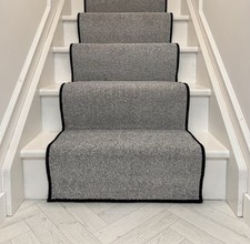 Carpet Stair Runner 7M x 60cm Colour SILVERMOON With Black Wool Edge.