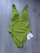 M&S MARKS & SPENCER ANTIQUE GREEN SUN SMART SWIMMING COSTUME UK SIZE 8 REG